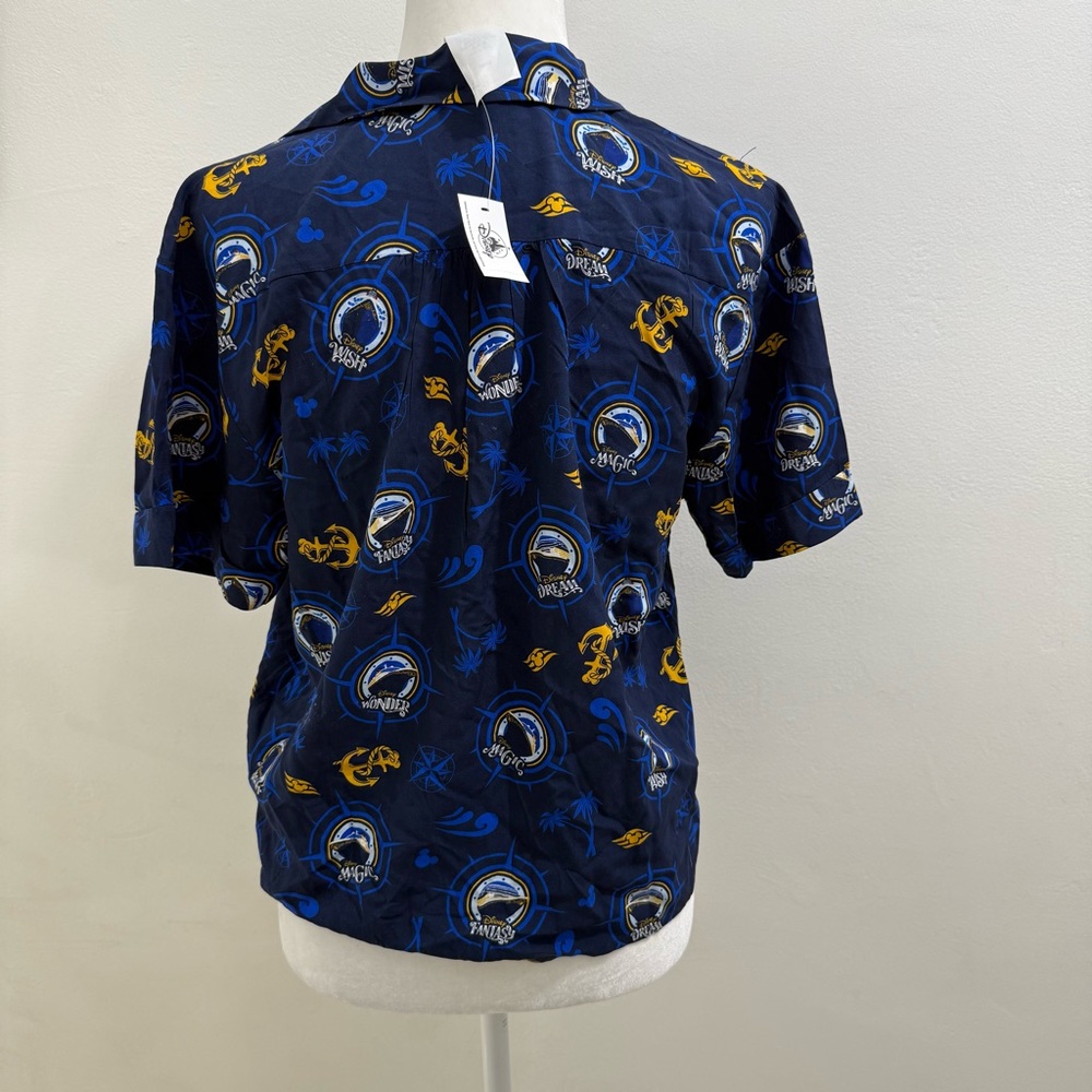 Disney Cruise Line Navy & Gold Front Tie Button Down Women Shirt Size Small NWT - Picture 4 of 6
